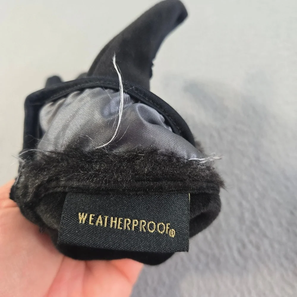 Weatherproof Gloves Womens Large Black Faux Suede Faux Fur Trim Elegant Stretch
